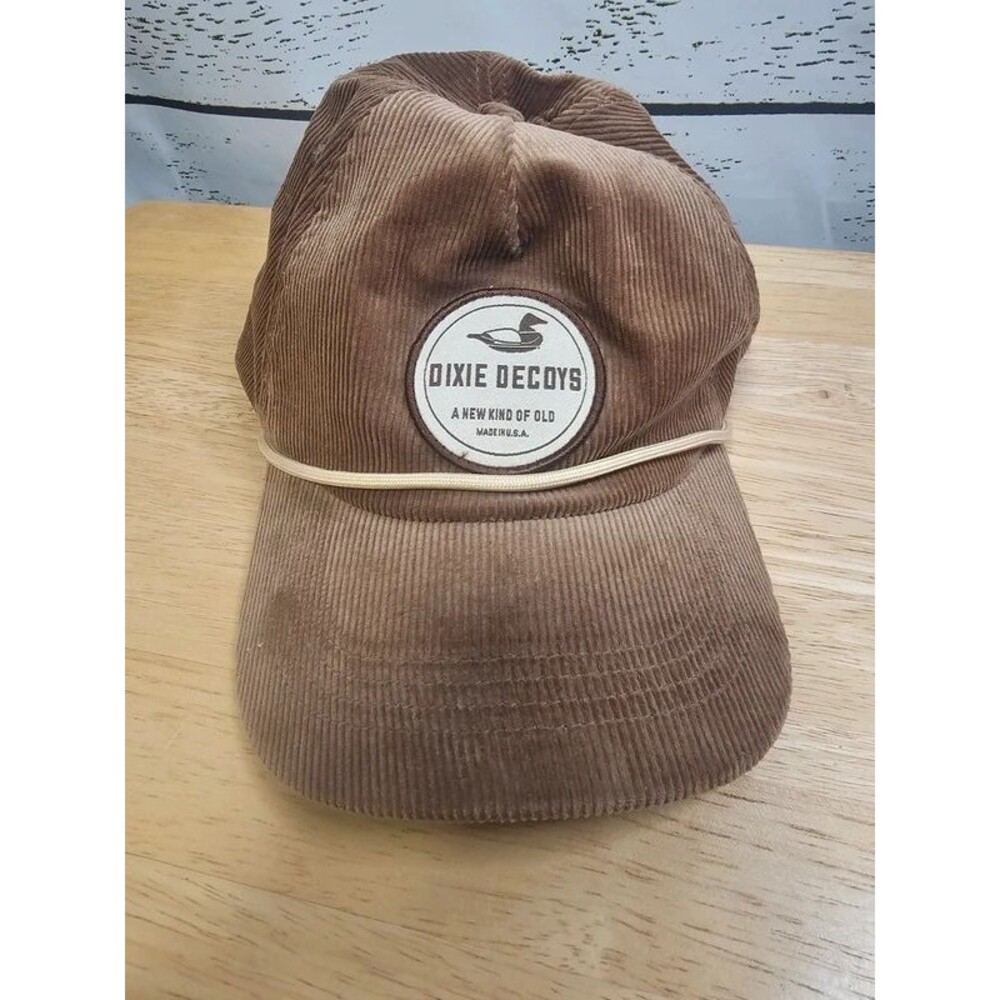 Dixie Decoys Brown Corduroy Rope Hat Duck Decoy Patch Snapback